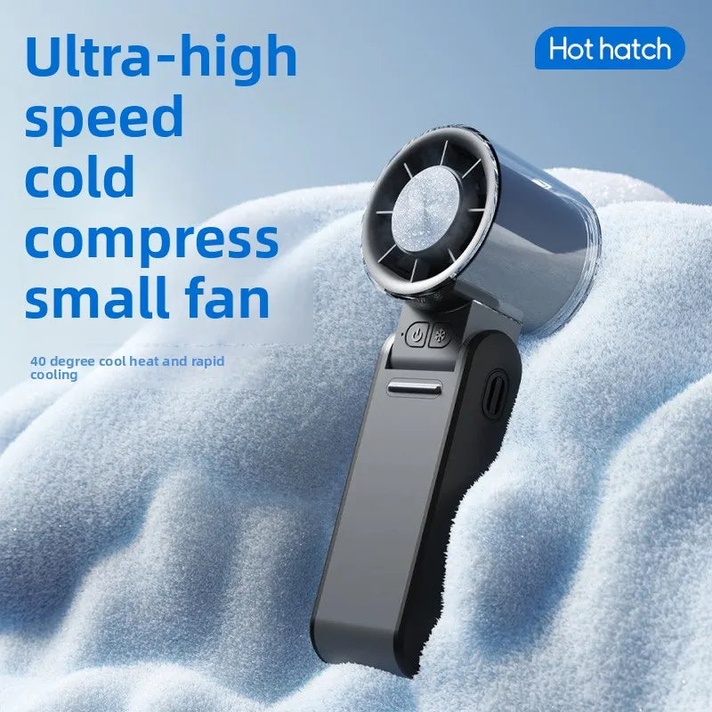 High-Speed Outdoor Portable USB Digital Display Semiconductor Cooling Handheld Fan New Turbo Foldable Design Hanging Plastic