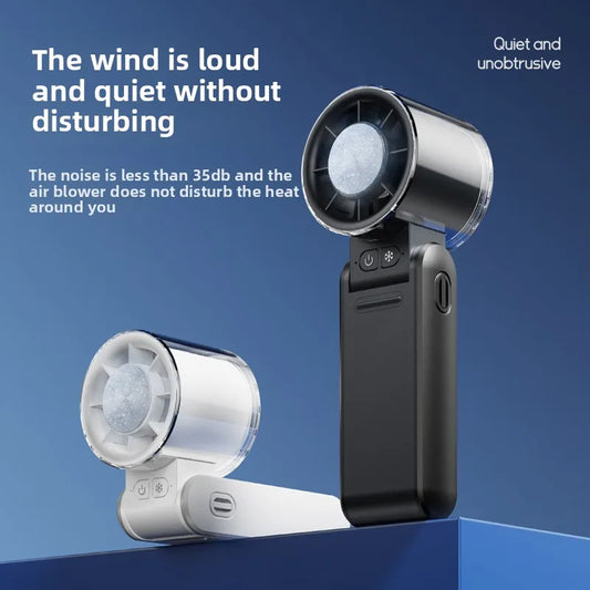 High-Speed Outdoor Portable USB Digital Display Semiconductor Cooling Handheld Fan New Turbo Foldable Design Hanging Plastic
